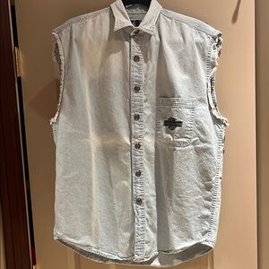 Harley-Davidson Light Blue Sleeveless Denim Shirt